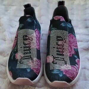 Juicy Couture Ablaze Floral Print Diamond Embellishments Sock Slip On Loafers 9